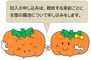 果樹共済 加入の申し込みは、栽培する果樹ごとに全部の園地について申し込みをします。